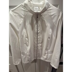Weekends by Chico's White‎ Mesh Panel Full Zip Mock Neck Jacket Womens Size 2